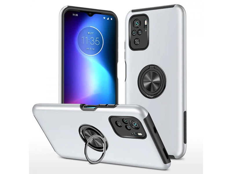 Newface Xiaomi Poco F3 Kılıf Elit Yüzüklü Kapak - Gümüş