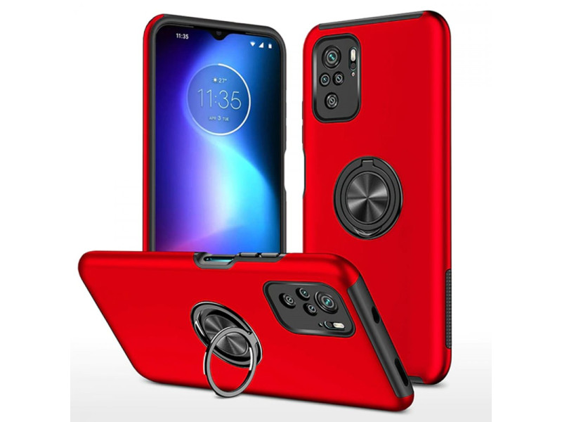Newface Xiaomi Poco F3 Kılıf Elit Yüzüklü Kapak - Kırmızı