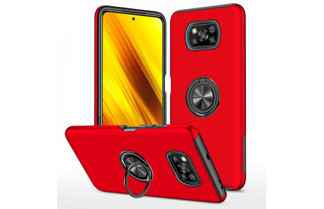 Newface Xiaomi Pocophone X3 Kılıf Elit Yüzüklü Kapak - Kırmızı