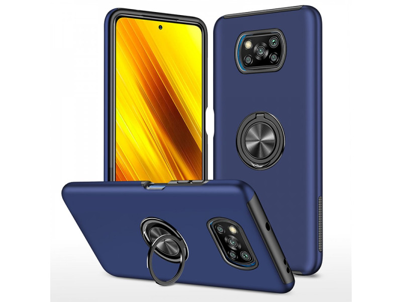Newface Xiaomi Pocophone X3 Kılıf Elit Yüzüklü Kapak - Lacivert