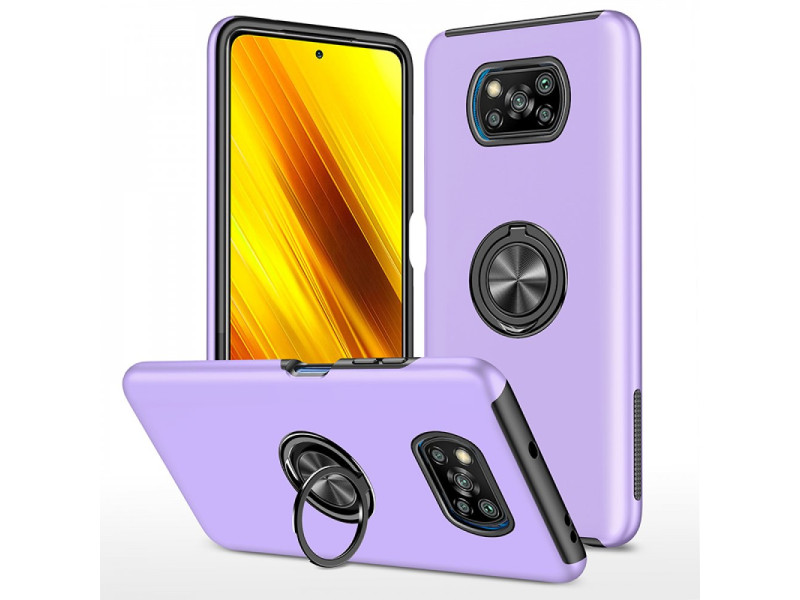 Newface Xiaomi Pocophone X3 Kılıf Elit Yüzüklü Kapak - Mor