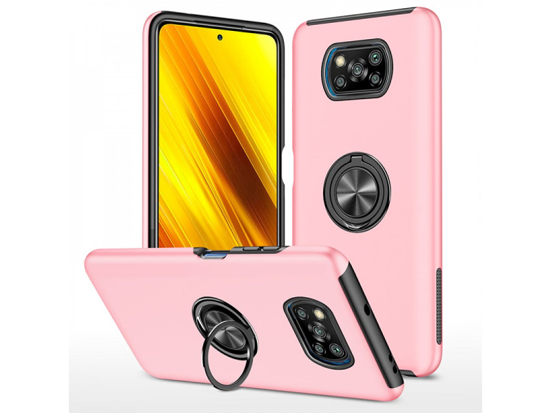 Newface Xiaomi Pocophone X3 Kılıf Elit Yüzüklü Kapak - Pembe