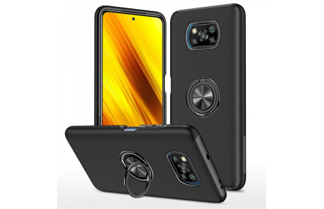 Newface Xiaomi Pocophone X3 Pro Kılıf Elit Yüzüklü Kapak - Siyah