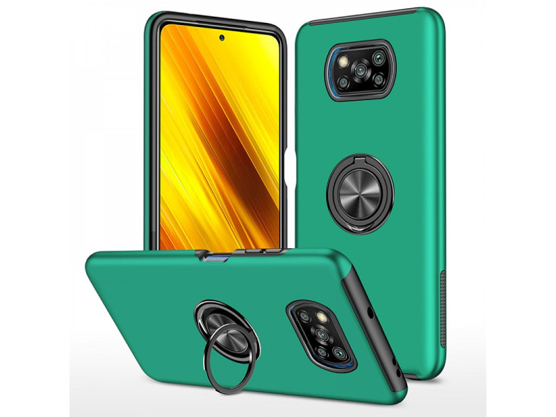 Newface Xiaomi Pocophone X3 Pro Kılıf Elit Yüzüklü Kapak - Yeşil