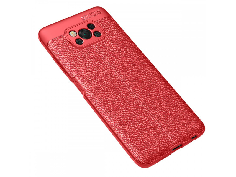 Newface Xiaomi Pocophone X3 Pro Kılıf Focus Derili Silikon - Kırmızı