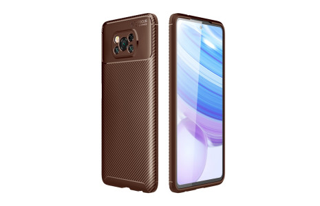 Newface Xiaomi Pocophone X3 Pro Kılıf Focus Karbon Silikon - Kahverengi
