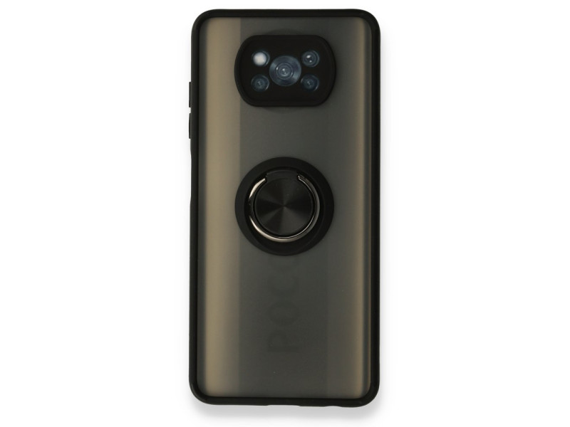 Newface Xiaomi Pocophone X3 Pro Kılıf Montreal Yüzüklü Silikon Kapak - Siyah