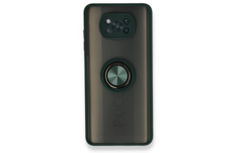 Newface Xiaomi Pocophone X3 Pro Kılıf Montreal Yüzüklü Silikon Kapak - Yeşil