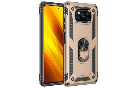 Newface Xiaomi Pocophone X3 Pro Kılıf Sofya Yüzüklü Silikon Kapak - Gold