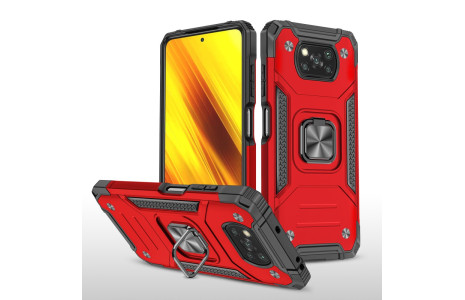 Newface Xiaomi Pocophone X3 Pro Kılıf Zegna Yüzüklü Silikon Kapak - Kırmızı