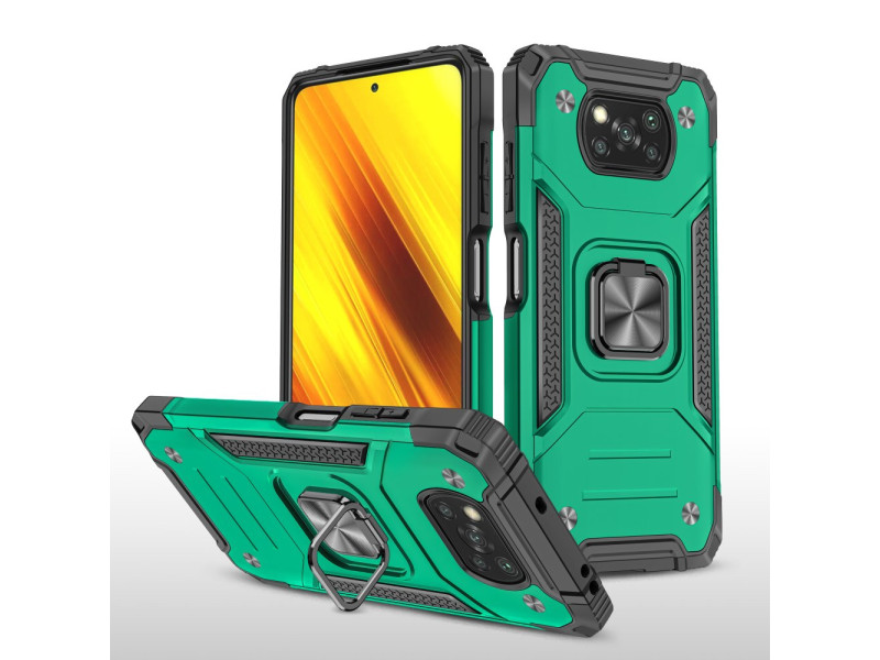 Newface Xiaomi Pocophone X3 Pro Kılıf Zegna Yüzüklü Silikon Kapak - Koyu Yeşil