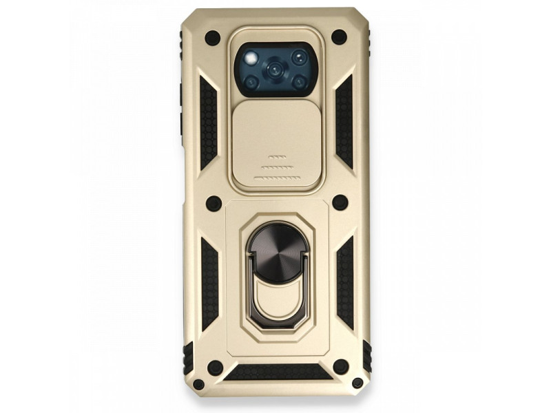 Newface Xiaomi Pocophone X3 Pro Kılıf Pars Lens Yüzüklü Silikon - Gold