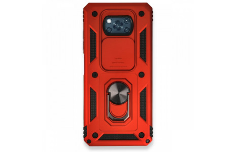 Newface Xiaomi Pocophone X3 Pro Kılıf Pars Lens Yüzüklü Silikon - Kırmızı