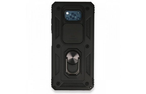 Newface Xiaomi Pocophone X3 Pro Kılıf Pars Lens Yüzüklü Silikon - Siyah