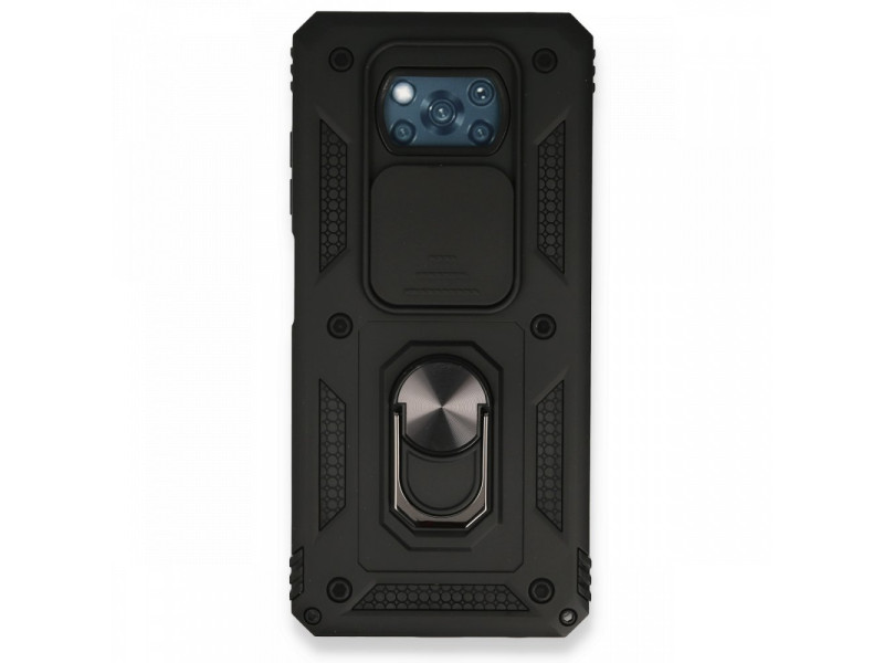 Newface Xiaomi Pocophone X3 Pro Kılıf Pars Lens Yüzüklü Silikon - Siyah