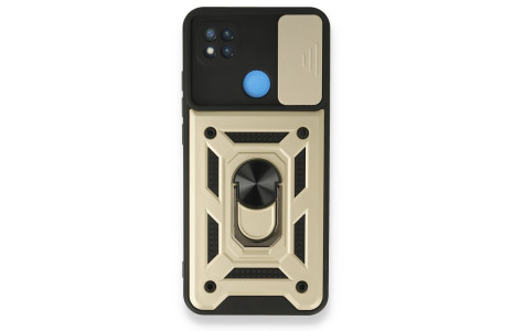 Newface Xiaomi Redmi 9C Kılıf Pars Lens Yüzüklü Silikon - Gold