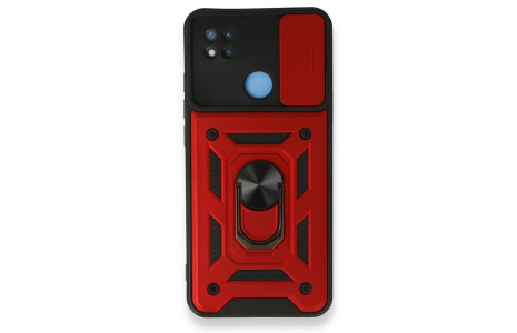 Newface Xiaomi Redmi 9C Kılıf Pars Lens Yüzüklü Silikon - Kırmızı