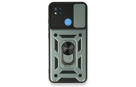 Newface Xiaomi Redmi 9C Kılıf Pars Lens Yüzüklü Silikon - Yeşil