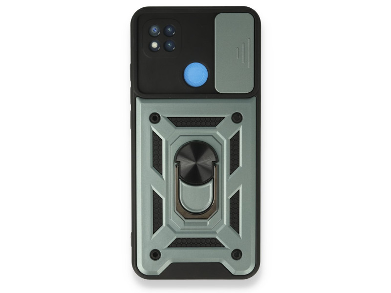 Newface Xiaomi Redmi 9C Kılıf Pars Lens Yüzüklü Silikon - Yeşil
