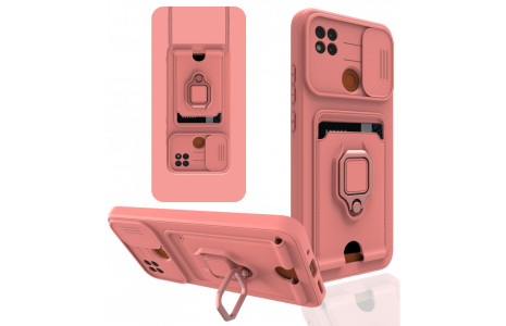 Newface Xiaomi Redmi 9C Kılıf Zuma Kartvizitli Yüzüklü Silikon - Pembe