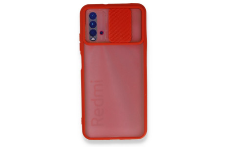 Newface Xiaomi Redmi 9T Kılıf Palm Buzlu Kamera Sürgülü Silikon - Kırmızı