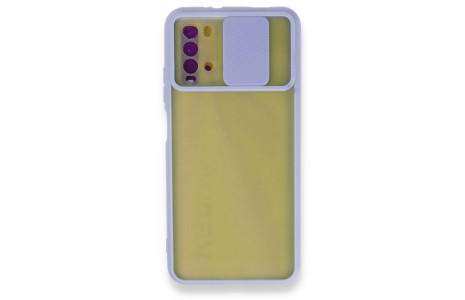 Newface Xiaomi Redmi 9T Kılıf Palm Buzlu Kamera Sürgülü Silikon - Lila