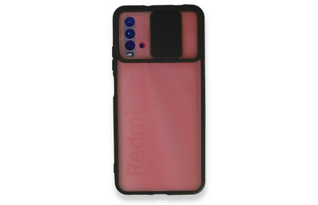 Newface Xiaomi Redmi 9T Kılıf Palm Buzlu Kamera Sürgülü Silikon - Siyah