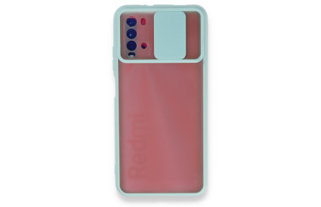Newface Xiaomi Redmi 9T Kılıf Palm Buzlu Kamera Sürgülü Silikon - Turkuaz