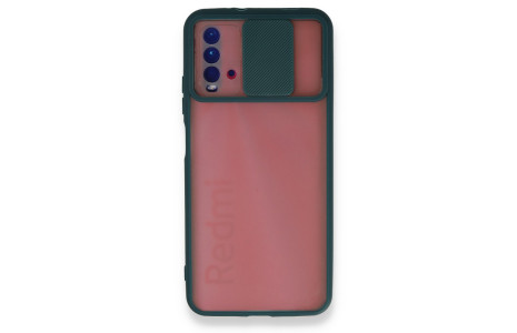 Newface Xiaomi Redmi 9T Kılıf Palm Buzlu Kamera Sürgülü Silikon - Yeşil