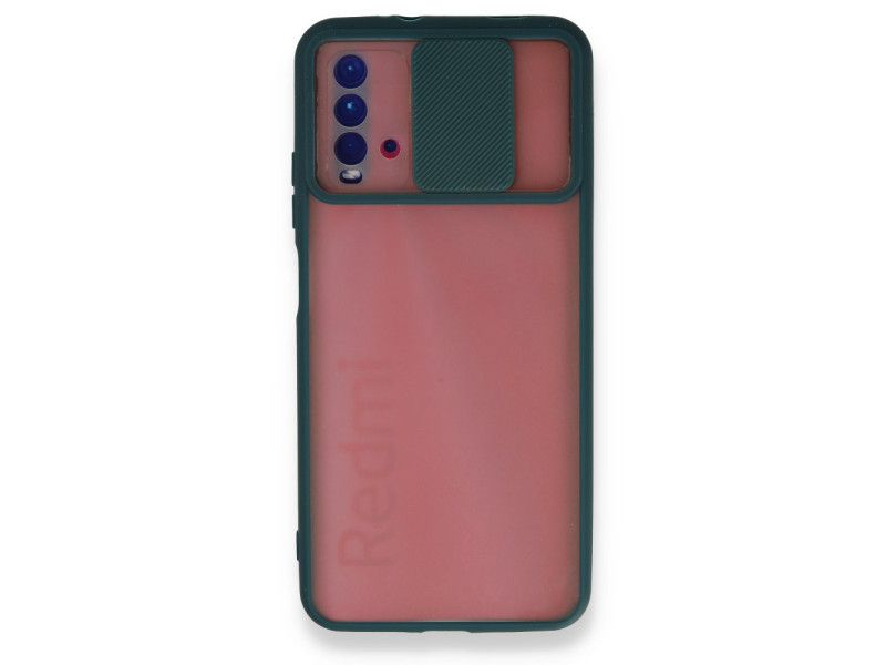 Newface Xiaomi Redmi 9T Kılıf Palm Buzlu Kamera Sürgülü Silikon - Yeşil