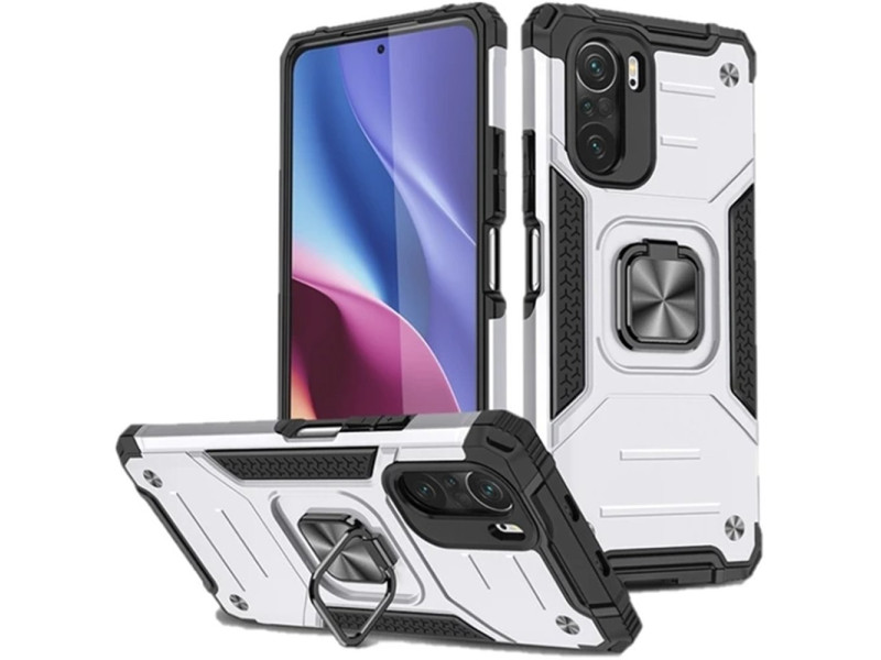 Newface Xiaomi Redmi K40 Kılıf Zegna Yüzüklü Silikon Kapak - Gümüş