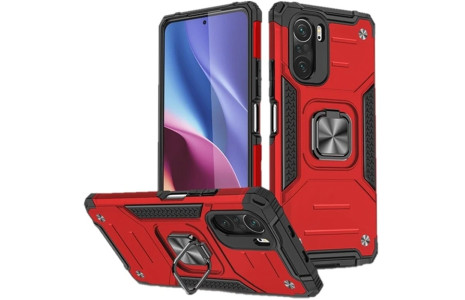 Newface Xiaomi Redmi K40 Kılıf Zegna Yüzüklü Silikon Kapak - Kırmızı