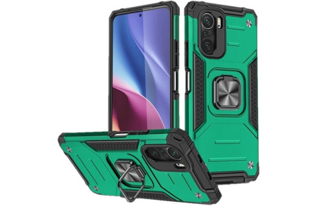 Newface Xiaomi Redmi K40 Kılıf Zegna Yüzüklü Silikon Kapak - Koyu Yeşil