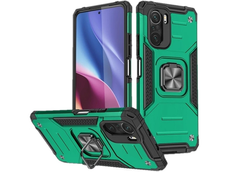 Newface Xiaomi Redmi K40 Kılıf Zegna Yüzüklü Silikon Kapak - Koyu Yeşil