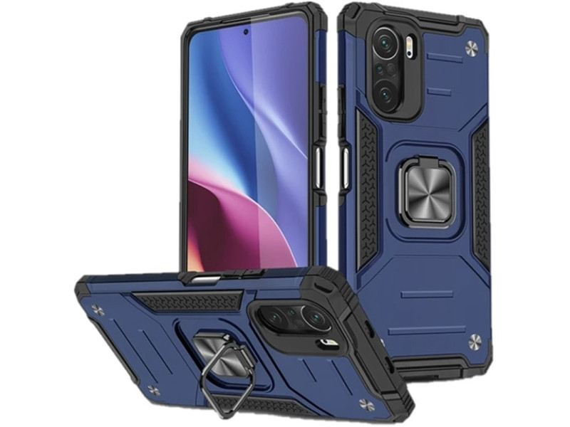 Newface Xiaomi Redmi K40 Kılıf Zegna Yüzüklü Silikon Kapak - Mavi