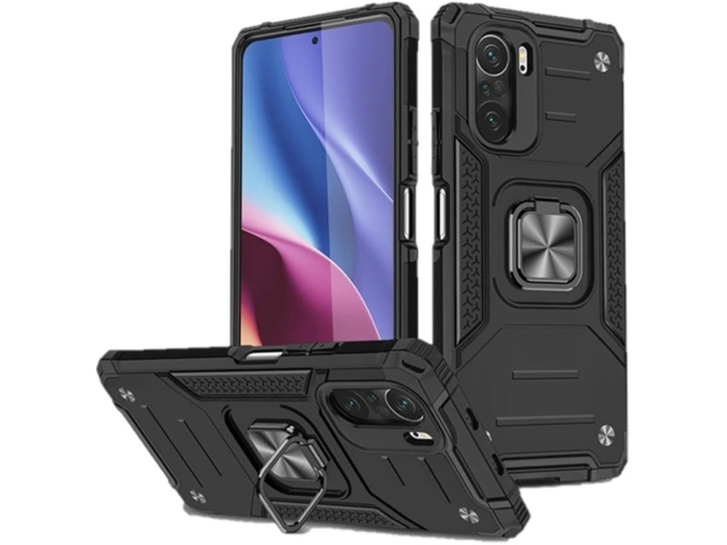 Newface Xiaomi Redmi K40 Kılıf Zegna Yüzüklü Silikon Kapak - Siyah