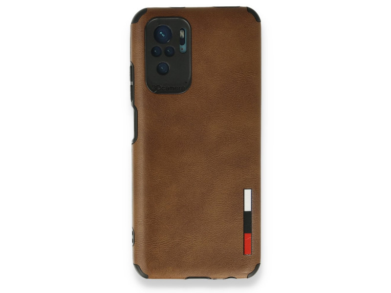 Newface Xiaomi Redmi Note 10 Kılıf Loop Deri Silikon - Kahverengi