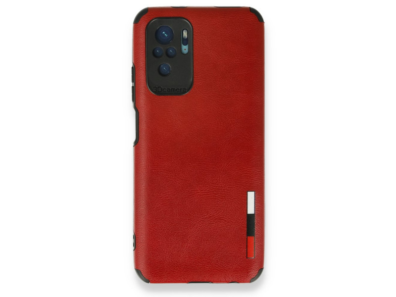 Newface Xiaomi Redmi Note 10 Kılıf Loop Deri Silikon - Kırmızı