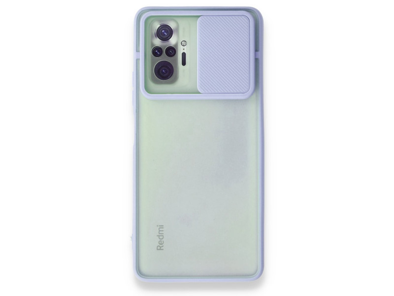 Newface Xiaomi Redmi Note 10 Pro Kılıf Palm Buzlu Kamera Sürgülü Silikon - Lila
