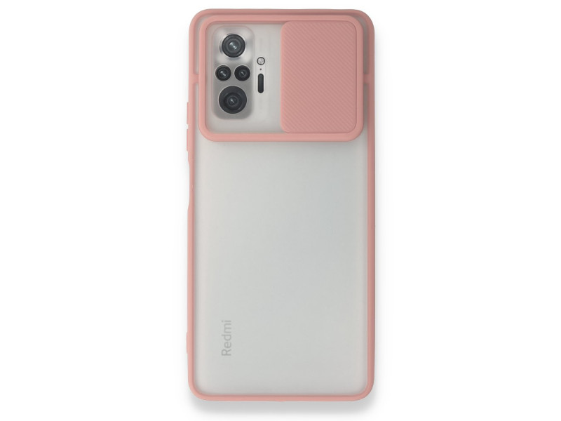 Newface Xiaomi Redmi Note 10 Pro Kılıf Palm Buzlu Kamera Sürgülü Silikon - Pembe