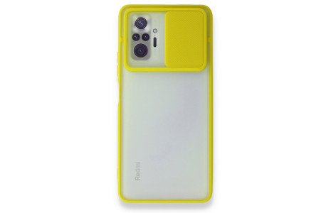 Newface Xiaomi Redmi Note 10 Pro Kılıf Palm Buzlu Kamera Sürgülü Silikon - Sarı