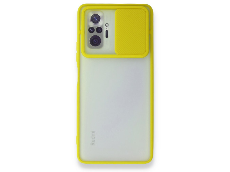 Newface Xiaomi Redmi Note 10 Pro Kılıf Palm Buzlu Kamera Sürgülü Silikon - Sarı