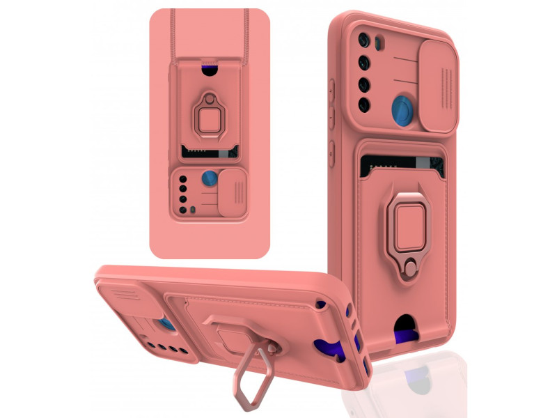 Newface Xiaomi Redmi Note 8 Kılıf Zuma Kartvizitli Yüzüklü Silikon - Pembe