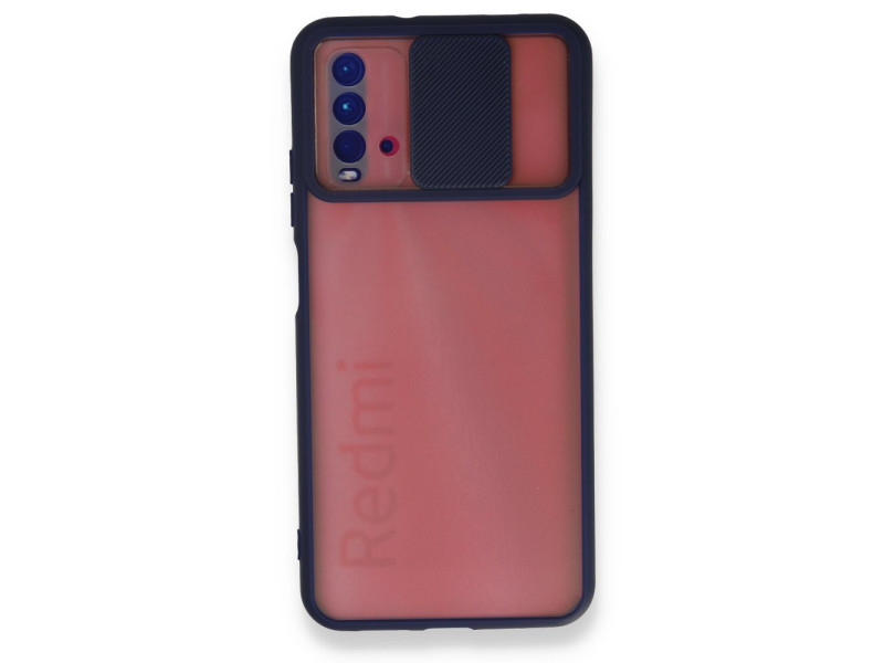 Newface Xiaomi Redmi Note 9 4G Kılıf Palm Buzlu Kamera Sürgülü Silikon - Lacivert