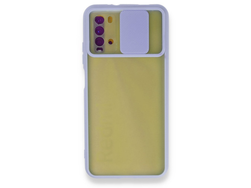 Newface Xiaomi Redmi Note 9 4G Kılıf Palm Buzlu Kamera Sürgülü Silikon - Lila
