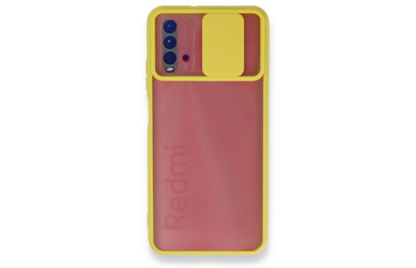 Newface Xiaomi Redmi Note 9 4G Kılıf Palm Buzlu Kamera Sürgülü Silikon - Sarı