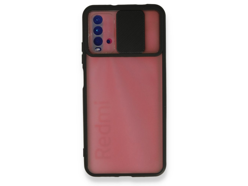 Newface Xiaomi Redmi Note 9 4G Kılıf Palm Buzlu Kamera Sürgülü Silikon - Siyah