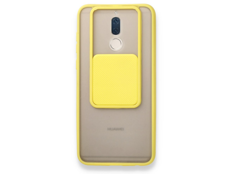 Newface Huawei Mate 10 Lite Kılıf Palm Buzlu Kamera Sürgülü Silikon - Sarı