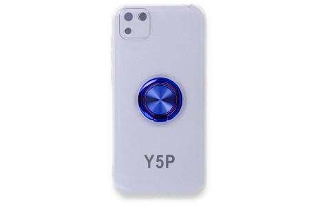 Newface Huawei Y5P Kılıf Gros Yüzüklü Silikon - Mavi