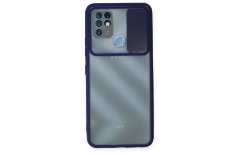 Newface İnfinix Hot 10 Kılıf Palm Buzlu Kamera Sürgülü Silikon - Lacivert